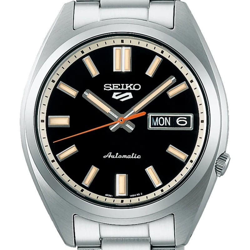 Seiko 5 Sports SNXS Series Automatic Black Dial Silver Steel Strap Watch for Men - SRPK89K1