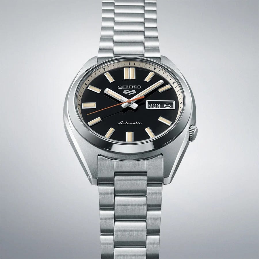 Seiko 5 Sports SNXS Series Automatic Black Dial Silver Steel Strap Watch for Men - SRPK89K1