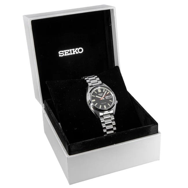 Seiko 5 Sports SNXS Series Automatic Black Dial Silver Steel Strap Watch for Men - SRPK89K1