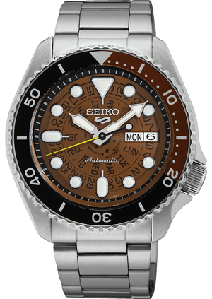 Seiko 5 Sports Sonar Special Edition Brown Dial Silver Steel Strap Watch For Men - SRPJ47K1
