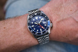 Seiko 5 Sports GMT SKX Automatic Blueberry Dial Silver Steel Strap Watch For Men - SSK003K1