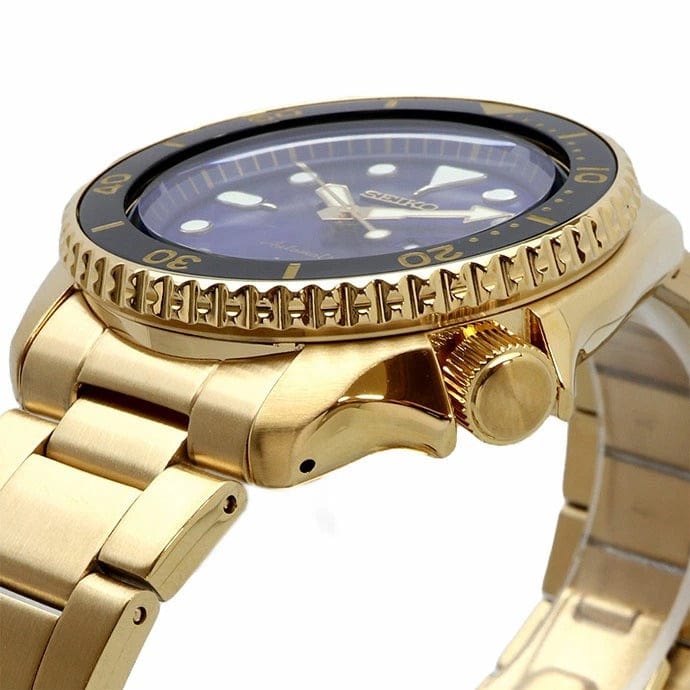 Seiko 5 Sports US Special Edition Automatic Blue Dial Gold Steel Strap Watch For Men - SRPK20