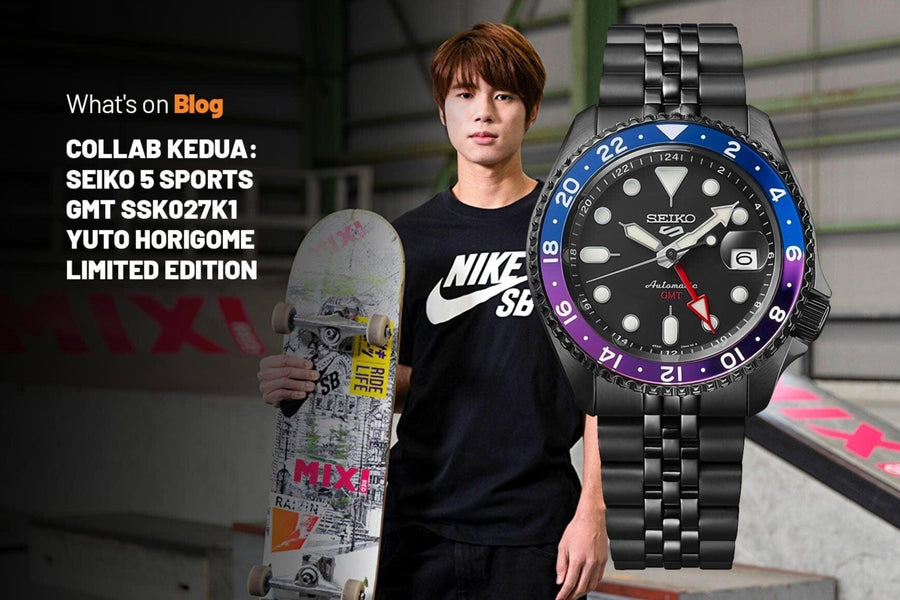 Seiko Automatic SKX GMT Yuto Horigome Limited Edition Black Dial Black Steel Strap Watch For Men - SSK027K1