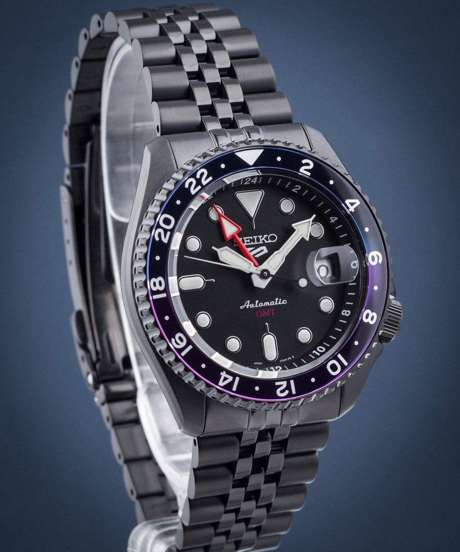 Seiko Automatic SKX GMT Yuto Horigome Limited Edition Black Dial Black Steel Strap Watch For Men - SSK027K1