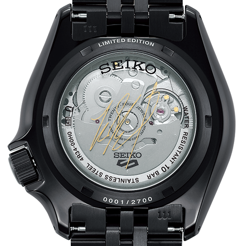 Seiko Automatic SKX GMT Yuto Horigome Limited Edition Black Dial Black Steel Strap Watch For Men - SSK027K1