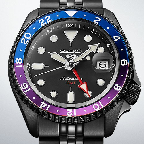 Seiko Automatic SKX GMT Yuto Horigome Limited Edition Black Dial Black Steel Strap Watch For Men - SSK027K1