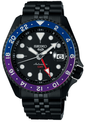 Seiko Automatic SKX GMT Yuto Horigome Limited Edition Black Dial Black Steel Strap Watch For Men - SSK027K1