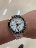 Seiko Presage Sharp Edged Series Automatic GMT Champagne Dial Silver Steel Strap Watch For Men - SPB273J1