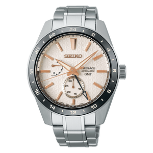 Seiko Presage Sharp Edged Series Automatic GMT Champagne Dial Silver Steel Strap Watch For Men - SPB273J1