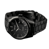 Seiko Presage Sharp Edged Series Black Dial Black Steel Strap Watch For Men - SPB229J1