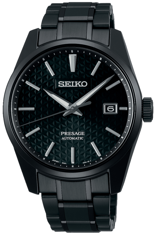 Seiko Presage Sharp Edged Series Black Dial Black Steel Strap Watch For Men - SPB229J1
