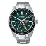 Seiko Presage Sharp Edged Series GMT Green Dial Silver Steel Strap Watch For Men - SPB219J1