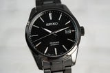 Seiko Presage Sharp Edged Series Black Dial Black Steel Strap Watch For Men - SPB229J1