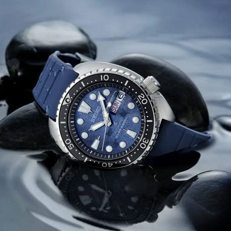Seiko Prospex Deep Blue Batman Turtle Diver's Automatic Blue Dial Silver Steel Strap Watch for Men - SRPC25J1