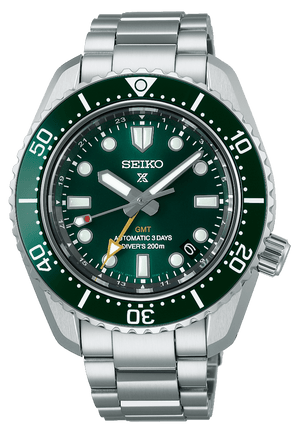Seiko Prospex GMT Divers Automatic Marine Green Dial Silver Steel Strap Watch For Men - SPB381J1