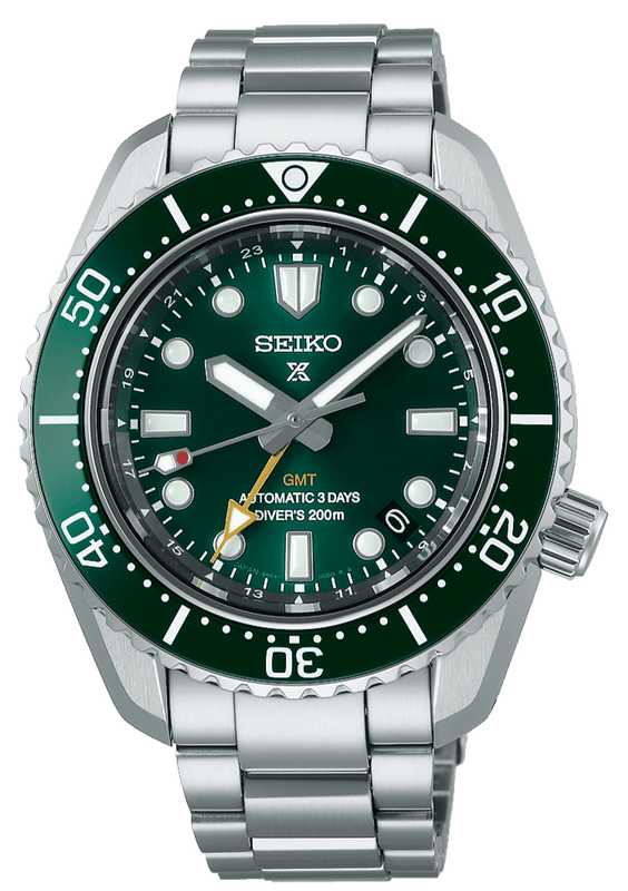 Seiko Prospex GMT Divers Automatic Marine Green Dial Silver Steel Strap Watch For Men - SPB381J1