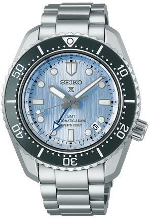 Seiko Prospex Limited Edition Automatic GMT Glacier Blue Dial Silver Steel Strap Watch For Men - SPB385J1