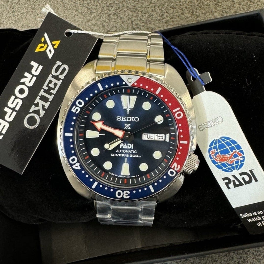 Seiko Prospex PADI Special Edition Automatic Blue Dial Silver Steel Strap Watch for Men - SRPE99