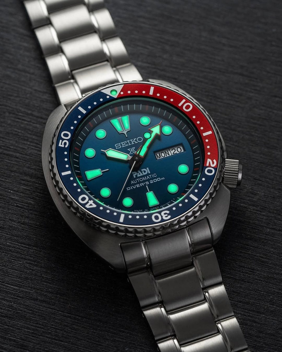 Seiko Prospex PADI Special Edition Automatic Blue Dial Silver Steel Strap Watch for Men - SRPE99