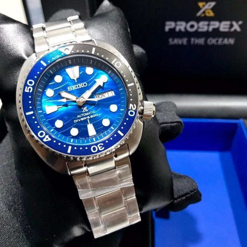 Seiko Prospex Save The Ocean Diver's Automatic Blue Dial Silver Steel Strap Watch for Men - SRPD21J1