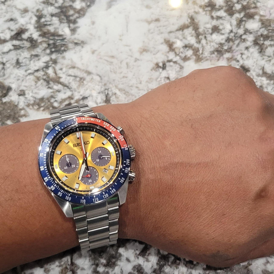 Seiko Prospex Solar Chronograph 1969 Re-interpretation Orange Dial Silver Steel Strap Watch for Men - SSC947