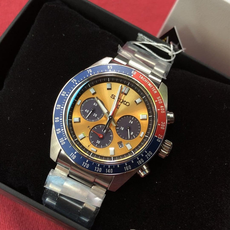 Seiko Prospex Solar Chronograph 1969 Re-interpretation Orange Dial Silver Steel Strap Watch for Men - SSC947