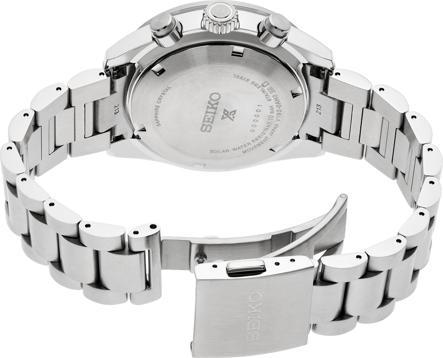 Seiko Prospex Solar Chronograph 1969 Re-interpretation Orange Dial Silver Steel Strap Watch for Men - SSC947