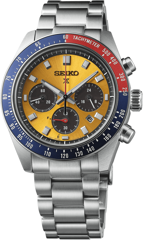 Seiko Prospex Solar Chronograph 1969 Re-interpretation Orange Dial Silver Steel Strap Watch for Men - SSC947