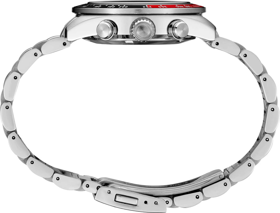 Seiko Prospex Speedtimer Solar Chronograph Black Dial Silver Steel Strap Watch for Men - SSC915