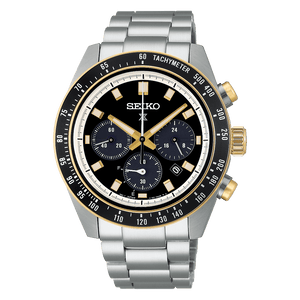 Seiko Prospex Speedtimer Solar Chronograph Black Dial Silver Steel Strap Watch for Men - SSC941