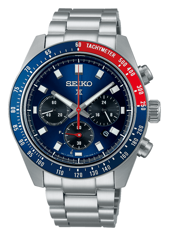 Seiko Prospex Speedtimer Solar Chronograph Blue Dial Silver Steel Strap Watch for Men - SSC913