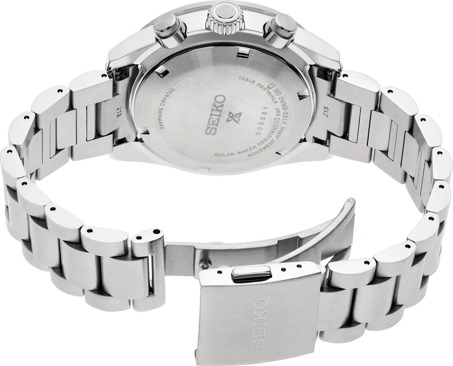 Seiko Prospex Speedtimer Solar Chronograph Grey Dial Silver Steel Strap Watch for Men - SSC939