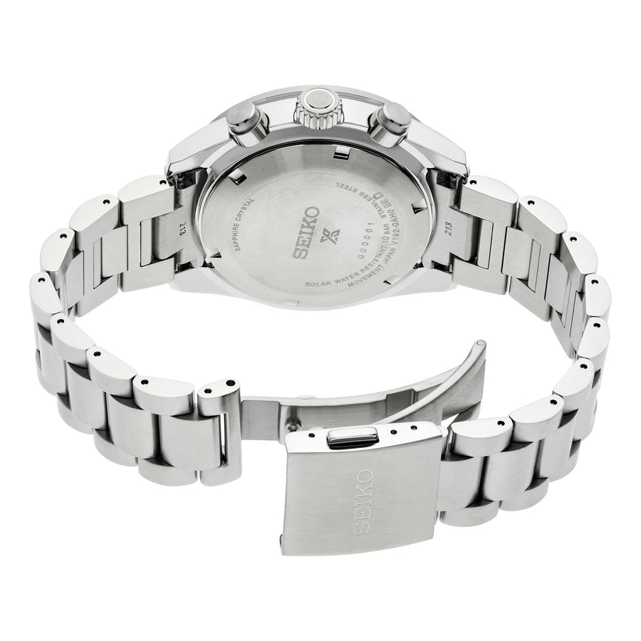 Seiko Prospex Speedtimer Solar Chronograph Grey Dial Silver Steel Strap Watch for Men - SSC939