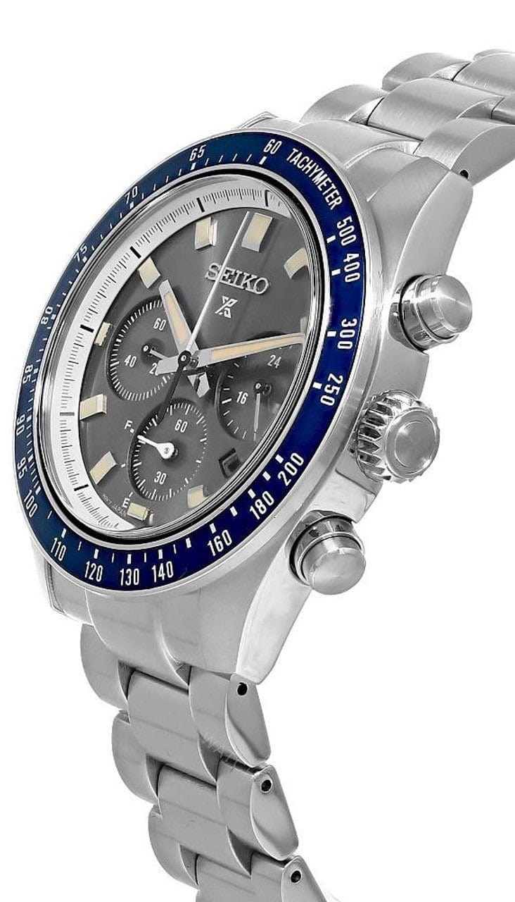 Seiko Prospex Speedtimer Solar Chronograph Grey Dial Silver Steel Strap Watch for Men - SSC939