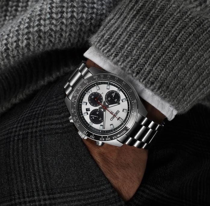 Seiko Prospex Speedtimer Solar Chronograph Silver Dial Silver Steel Strap Watch for Men - SSC911