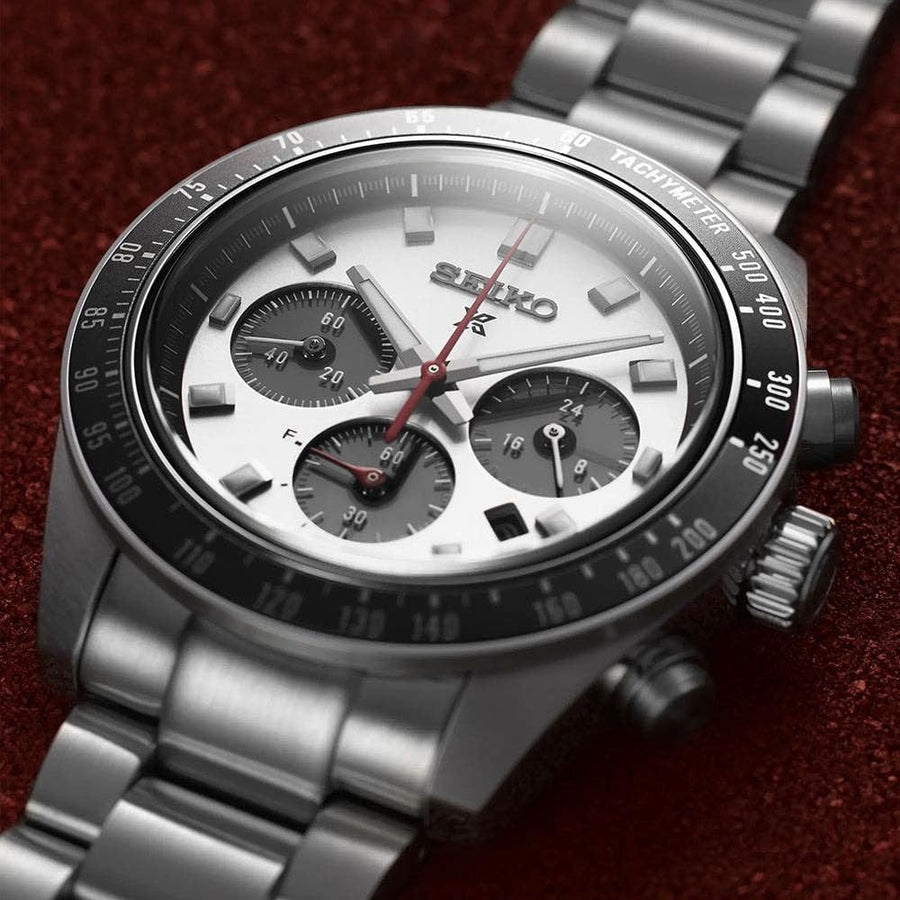 Seiko Prospex Speedtimer Solar Chronograph Silver Dial Silver Steel Strap Watch for Men - SSC911