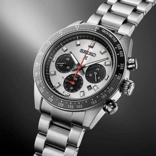 Seiko Prospex Speedtimer Solar Chronograph Silver Dial Silver Steel Strap Watch for Men - SSC911