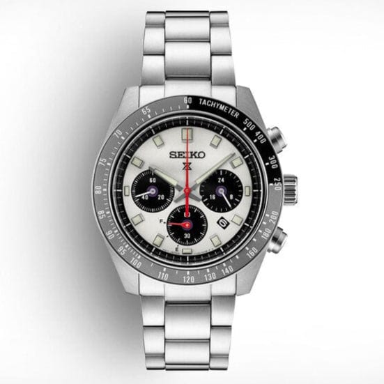 Seiko Prospex Speedtimer Solar Chronograph Silver Dial Silver Steel Strap Watch for Men - SSC911