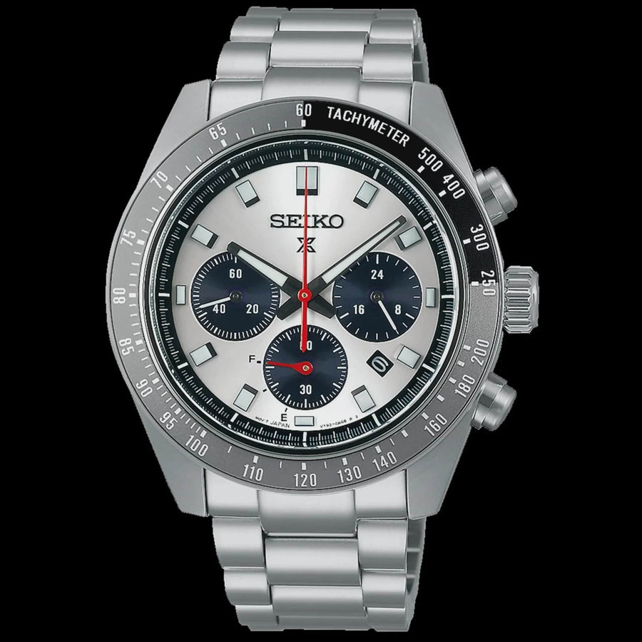 Seiko Prospex Speedtimer Solar Chronograph Silver Dial Silver Steel Strap Watch for Men - SSC911