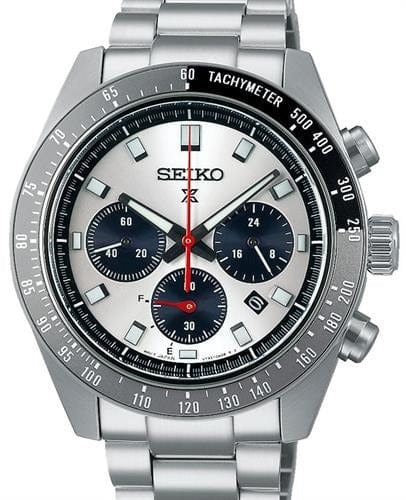 Seiko Prospex Speedtimer Solar Chronograph Silver Dial Silver Steel Strap Watch for Men - SSC911