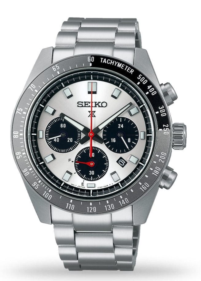 Seiko Prospex Speedtimer Solar Chronograph Silver Dial Silver Steel Strap Watch for Men - SSC911