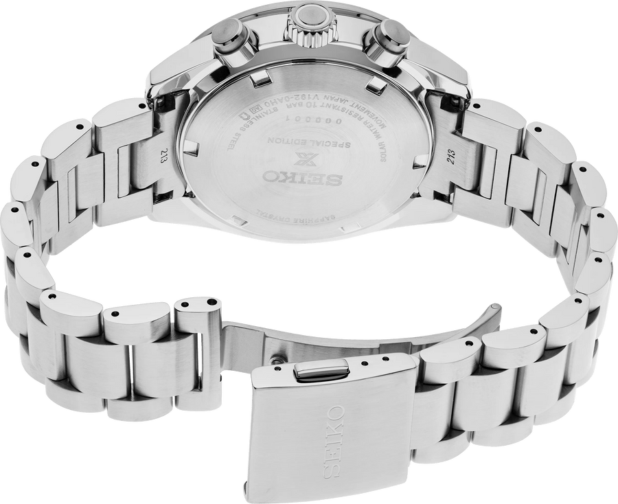 Seiko Prospex Speedtimer Solar Chronograph Yellow Dial Silver Steel Strap Watch for Men - SSC929