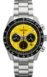 Seiko Prospex Speedtimer Solar Chronograph Yellow Dial Silver Steel Strap Watch for Men - SSC929
