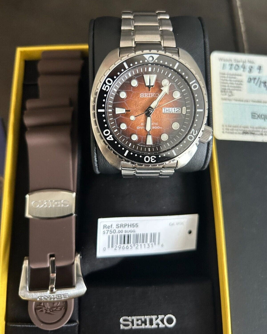 Seiko Prospex US Special Edition King Turtle Automatic Brown Dial Silver Steel Strap Watch for Men - SRPH55