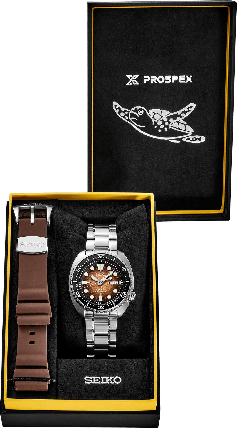 Seiko Prospex US Special Edition King Turtle Automatic Brown Dial Silver Steel Strap Watch for Men - SRPH55