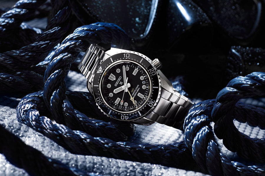 Seiko Prosprex Dark Depths GMT Automatic Black Dial Silver Steel Strap Watch For Men - SPB383J1