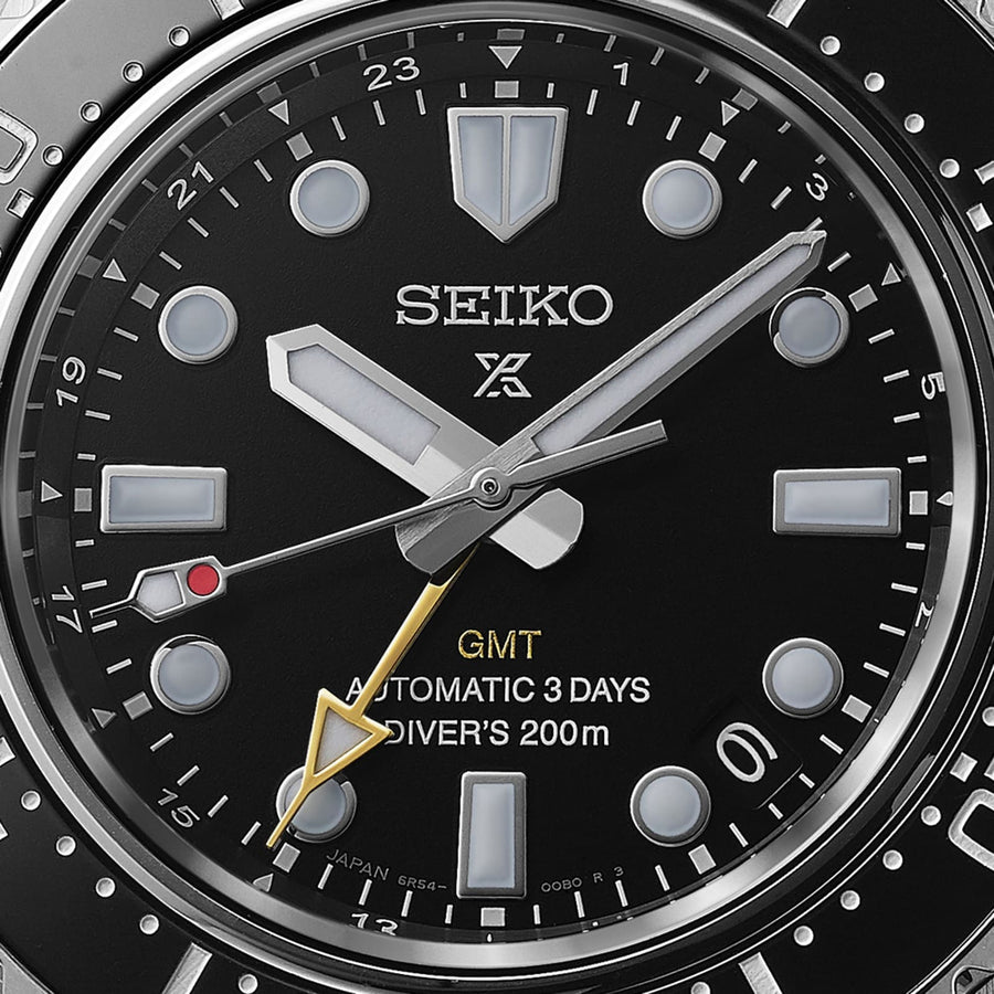 Seiko Prosprex Dark Depths GMT Automatic Black Dial Silver Steel Strap Watch For Men - SPB383J1