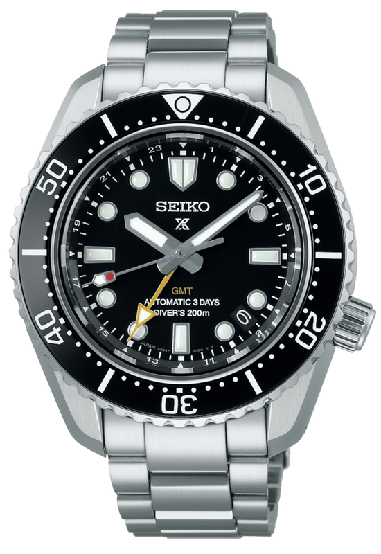 Seiko Prosprex Dark Depths GMT Automatic Black Dial Silver Steel Strap Watch For Men - SPB383J1