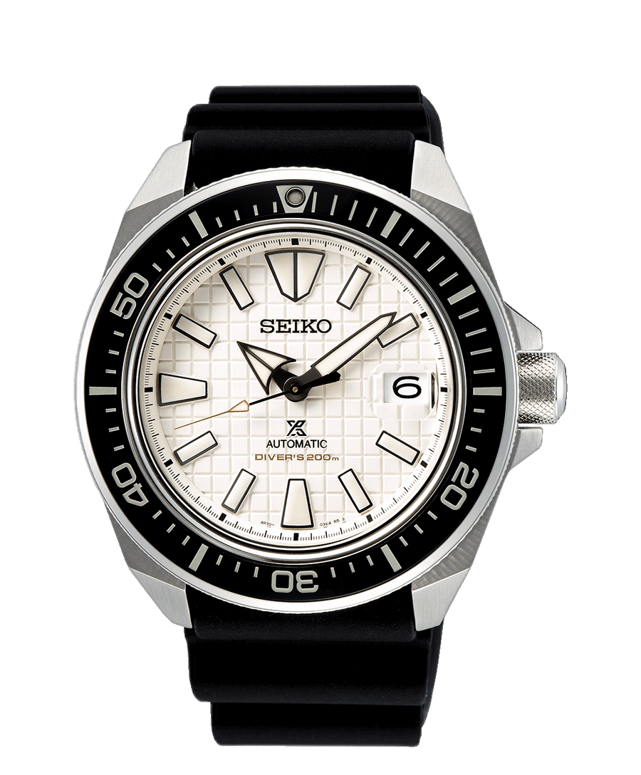 Seiko Shogun Prospex Titanium Divers Automatic White Dial Black Rubber Strap Watch For Men - SPB191J1