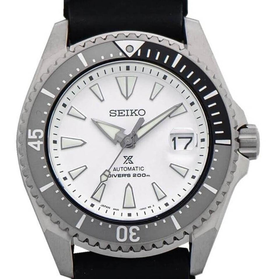 Seiko Shogun Prospex Titanium Divers Automatic White Dial Black Rubber Strap Watch For Men - SPB191J1